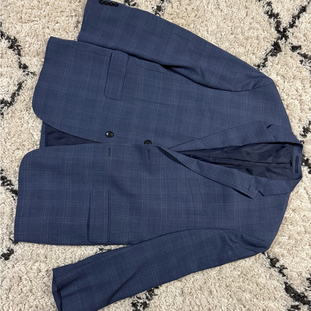 Jos. A. Bank Blue Suit with Windowpane Pattern